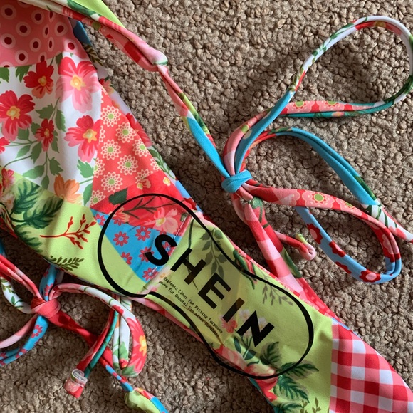 NEW Shein Allover Print Tie Side Bikini Swimsuit - Picture 7 of 10